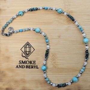 Custom Choker/Wrap Bracelet- Gemstone & Shell D093